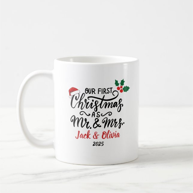 Personalised Newlywed Holiday Gift Coffee Mug (Left)