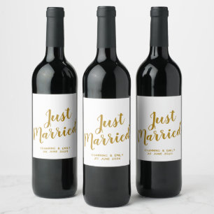 Personalised Newlywed Honeymoon Just Married Wine Label