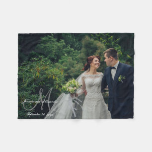 Personalised Newlywed Keepsake Monogram Photo Fleece Blanket