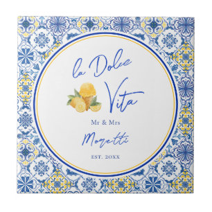 Personalised Newlywed Mediterranean Coastal Home Tile
