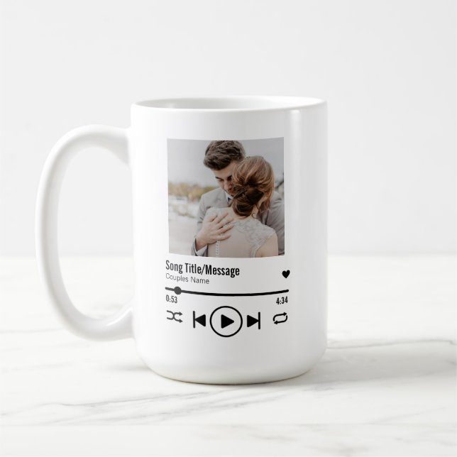Personalised Newlywed Photo Song Playlist Coffee Mug (Left)