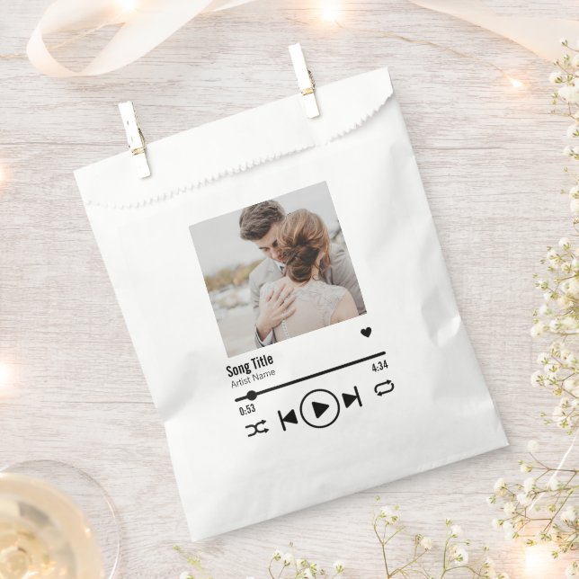 Personalised Newlywed Photo Song Playlist Favour Bags (Clipped)