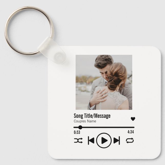 Personalised Newlywed Photo Song Playlist Key Ring (Front)