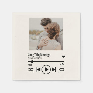 Personalised Newlywed Photo Song Playlist Napkin