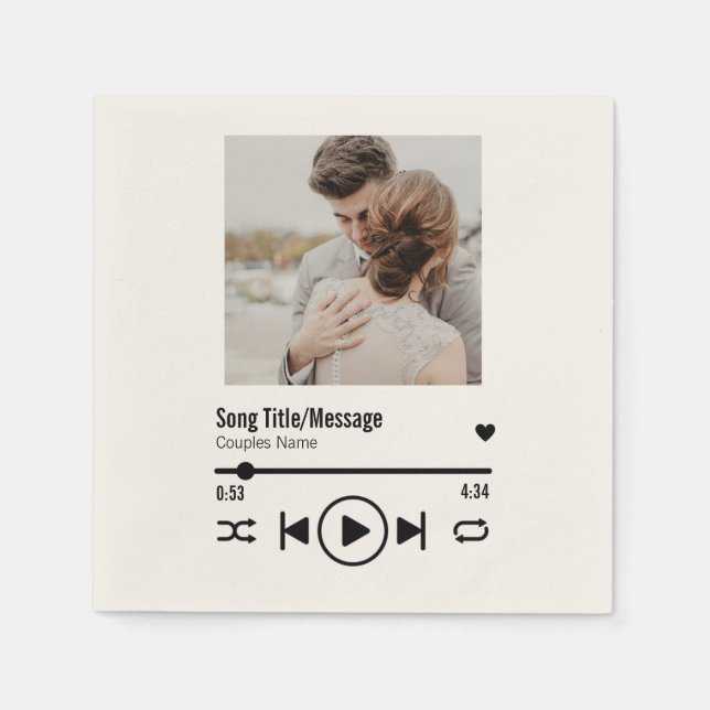 Personalised Newlywed Photo Song Playlist Napkin (Front)