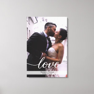 Personalised Newlyweds Wedding Photo Love script Canvas Print