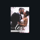 Personalised Newlyweds Wedding Photo Love script Canvas Print<br><div class="desc">Customise this stretched canvas with your favourite wedding photo. Personalise with your names and special date. An elegant,  script and trendy font used for the word "Love". A perfect gift for newlyweds.</div>