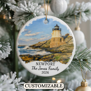 Personalised Newport Ornament, Custom Rhode Island Ceramic Tree Decoration