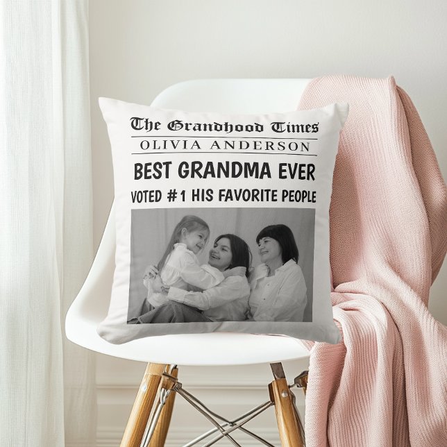 Personalised Newspaper | Best Grandma Gift Cushion (Creator Uploaded)