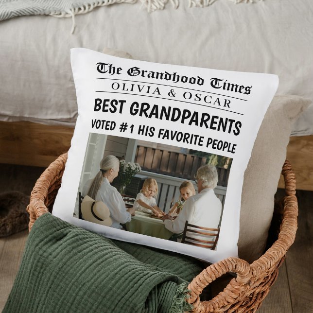Personalised Newspaper Photo  | Best Grandparents  Cushion (Creator Uploaded)