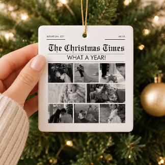 Personalised Newspaper Photo College What A Year Metal Tree Decoration