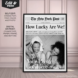 Personalised Newspaper Print 'How Lucky Are We'