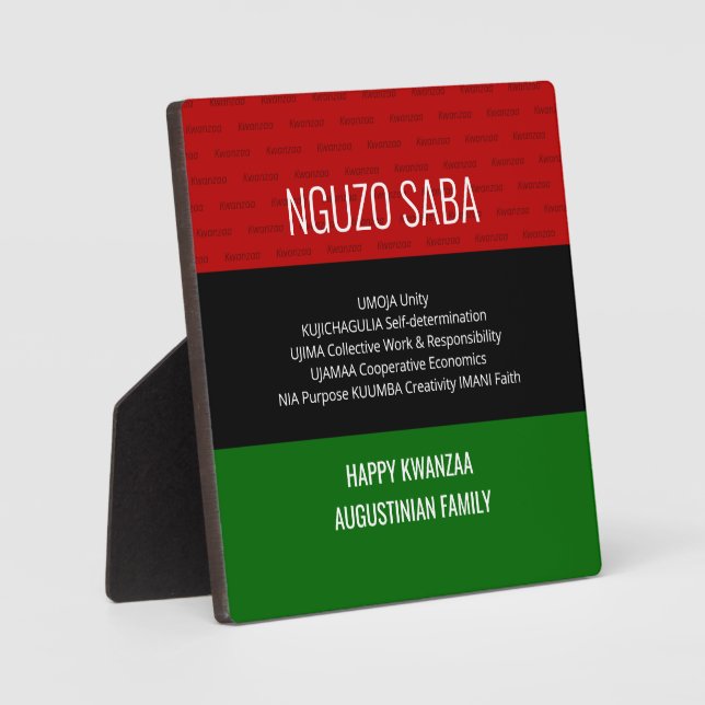 Personalised NGUZO SABA 7 Principles Happy Kwanzaa Plaque (Front)