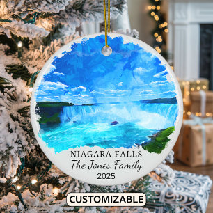Personalised Niagara Falls Ornament, New York Ceramic Tree Decoration