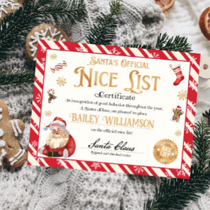 Personalised Nice Certificate From Santa Claus