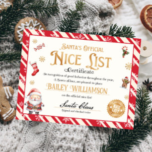 Personalised Nice Certificate From Santa Claus