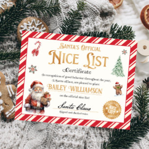 Personalised Nice Certificate From Santa Claus