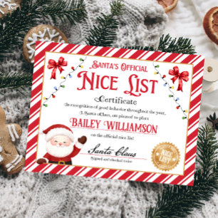 Personalised Nice Certificate From Santa Claus
