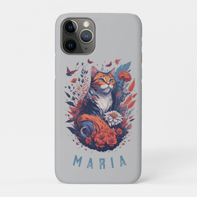Personalised Nice Kitten Floral Cat  Case-Mate iPhone Case (Back)