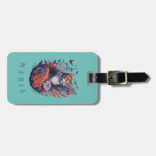 Personalised Nice Kitten Floral Cat Luggage Tag
