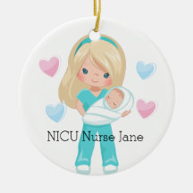 Personalised NICU Nurse Holding Baby Christmas