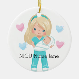 Personalised NICU Nurse Holding Baby Christmas Ceramic Tree Decoration