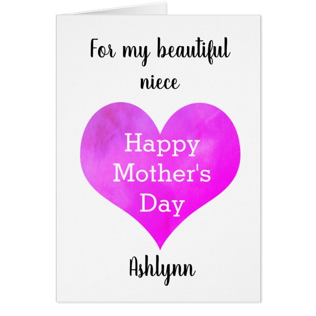 Personalised Niece Mother's Day Card (Front)