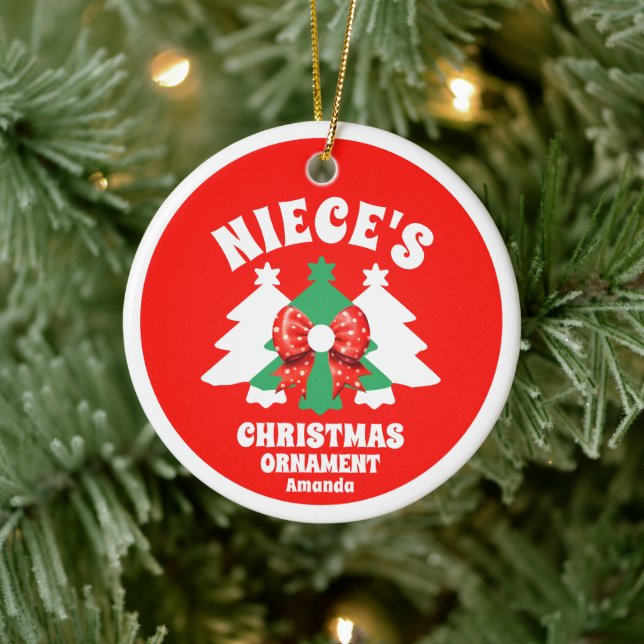 Personalised Niece's Photo Christmas Tree Ceramic Tree Decoration (Tree)