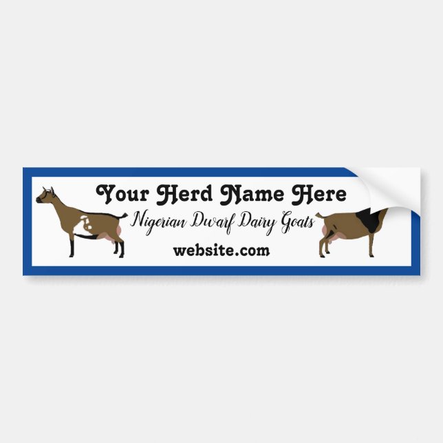Personalised Nigerian Dwarf Dairy Goat Bumper Stic Bumper Sticker (Front)