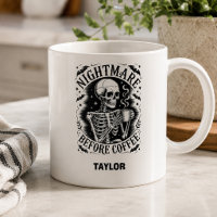 Personalised Nightmare Before Coffee Skeleton