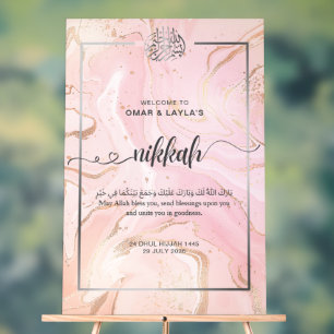 Personalised Nikkah Welcome Acrylic Sign - Rose