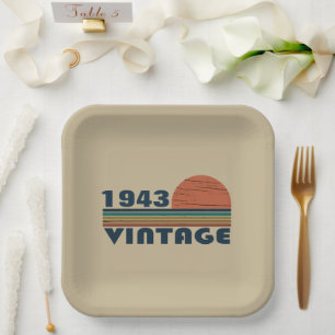 Personalised ninety vintage 90th birthday party paper plate