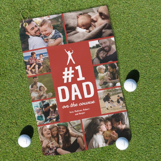 Personalised No.1 Dad Golf Towel with Photos (Creator Uploaded)