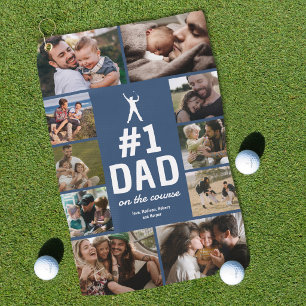 Personalised No.1 Dad Golf Towel with Photos