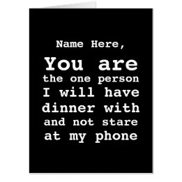 Personalised No Cell Phone Dinner Date Valentines