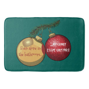 Personalised NO ESCAPE! Christmas Baubles Cartoon Bath Mat
