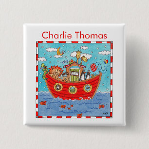 Personalised Noah's Ark  15 Cm Square Badge