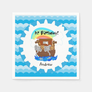 Personalised Noah's Ark 1st Birthday Paper Napkins