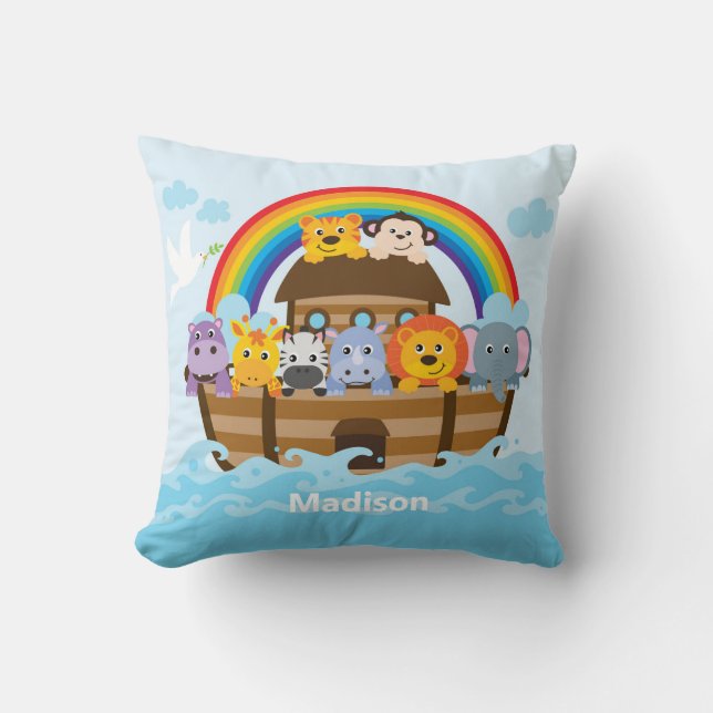 Personalised  Noahs Ark Nursery Cushion (Front)