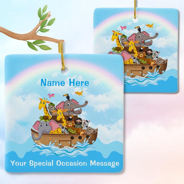 Personalised, Noah's Ark Ornament for Any Occasion (Noah's Ark Christmas Tree Ornament, for your Noah's Ark Christmas Tree. Noah's Ark Ornament, Custom.)