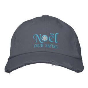 Personalised Noel Snowflake Baby Blue Embroidered Hat