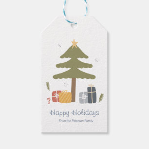 Personalised Nordic Christmas Holiday Flat Card Gift Tags