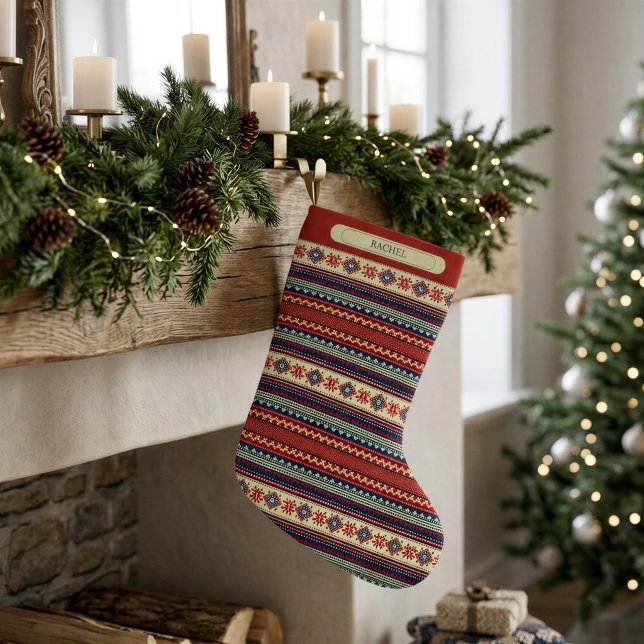 Personalised Nordic Fair Isle Christmas Stocking (Creator Uploaded)