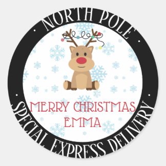 Personalised North Pole Classic Round Sticker