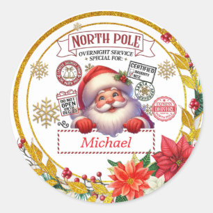 Personalised North Pole Delivery Santa Christmas Classic Round Sticker