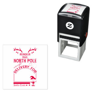 Personalised North Pole Reindeer Mail Self-inking Stamp