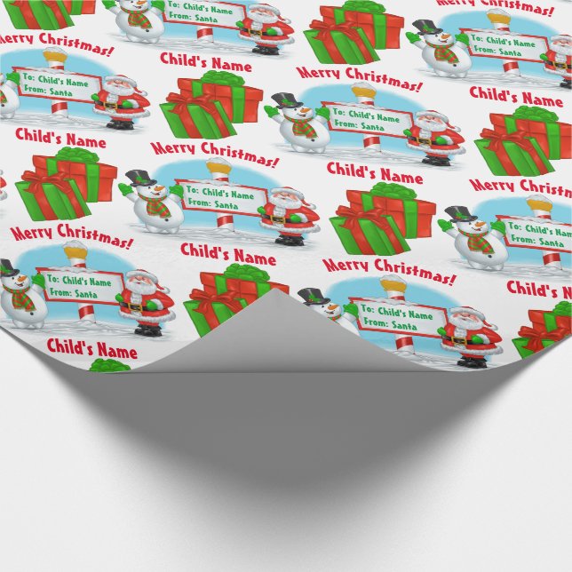 Personalised North Pole Santa! Wrapping Paper (Corner)