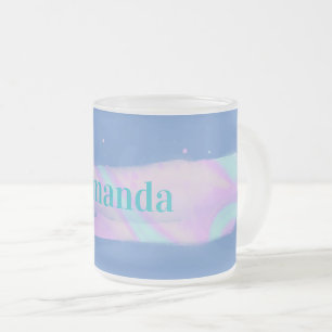 Personalised Northern Lights Blue Sparkles Mug
