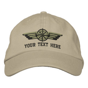 Personalised Northern Star Compass Pilot Wings Embroidered Hat