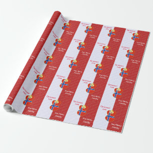 Personalised Norway Angel Flag Blonde Red White Wrapping Paper